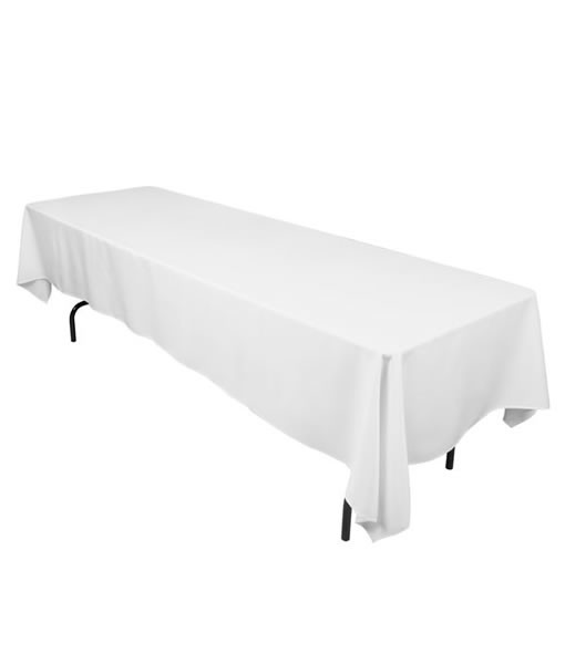 Table rectangle avec nappe tissu blanche